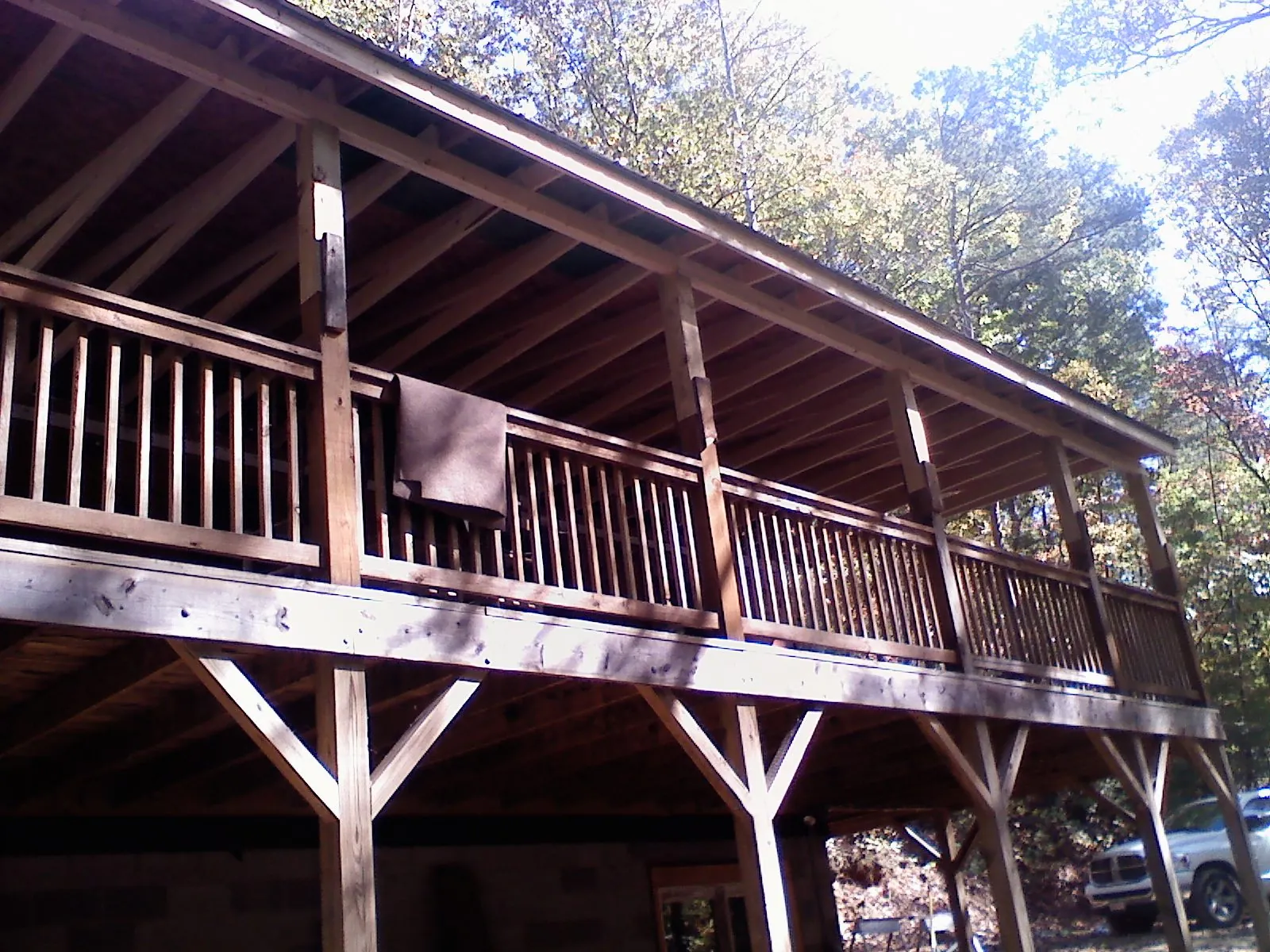 Timber framing under a new elevated porch and deck — Roof Leak Repair in Faribault by Roofing Brothers